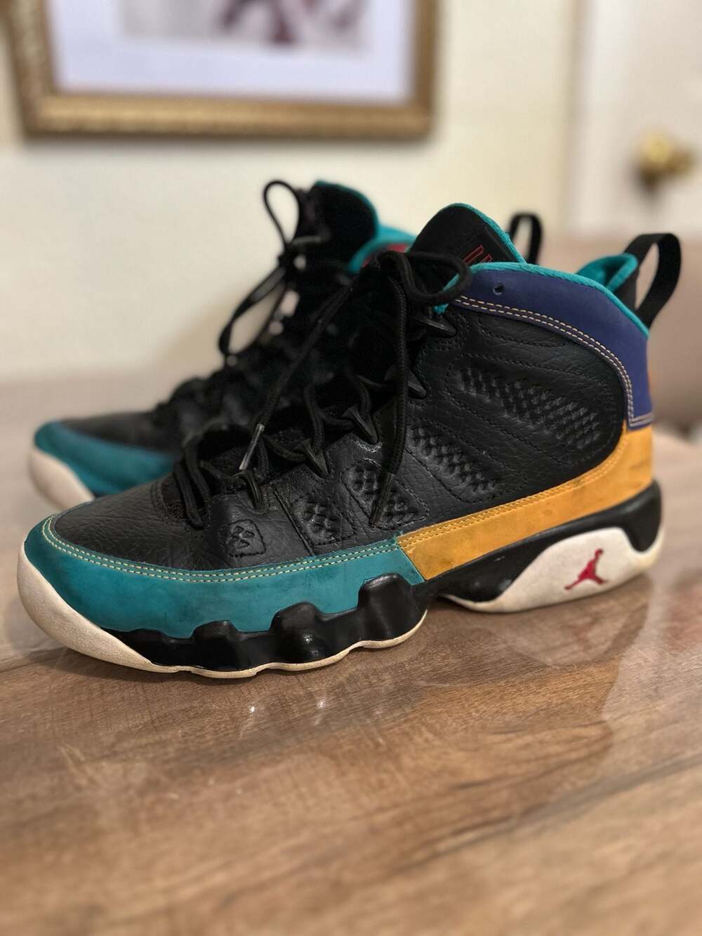 AIR JORDAN 9 IX RETRO "DREAM IT/DO IT" BLACK/MULTICOLOR /WHITE Youth SZ 7